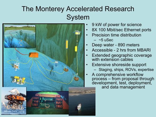 The Monterey Accelerated Research System - ESONET NoE