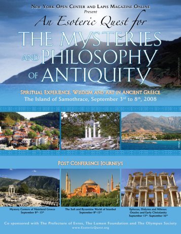 THE MYSTERIES AND PHILOSOPHY OF ANTIQUITY - Esoteric Quest