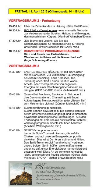 Vorträgen - bei esoterikmesse.de