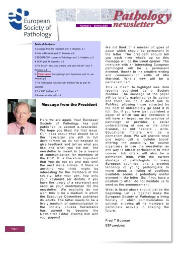 Number 2 – Spring 2009 - European Society of Pathology