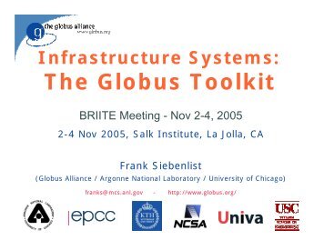 Infrastructure Systems: The Globus Toolkit