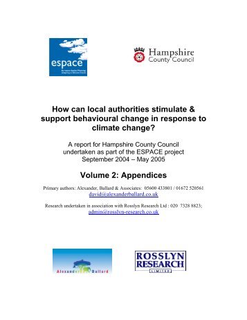 How can local authorities stimulate & support behavioural ... - Espace