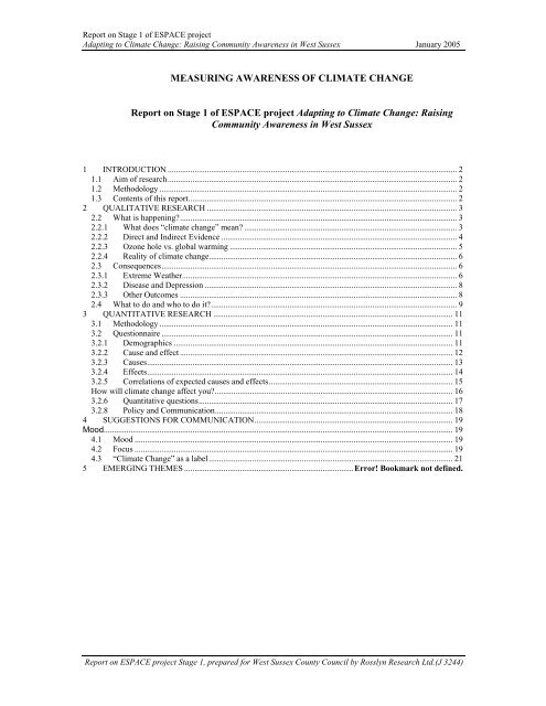 MEASURING AWARENESS OF CLIMATE CHANGE ... - Espace