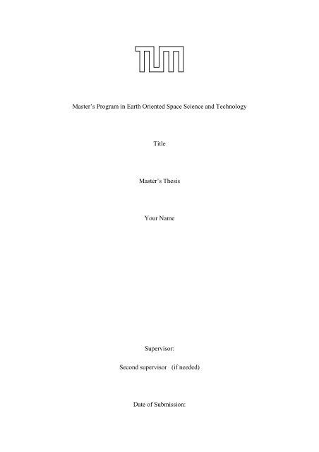 Master's Thesis outline - espace