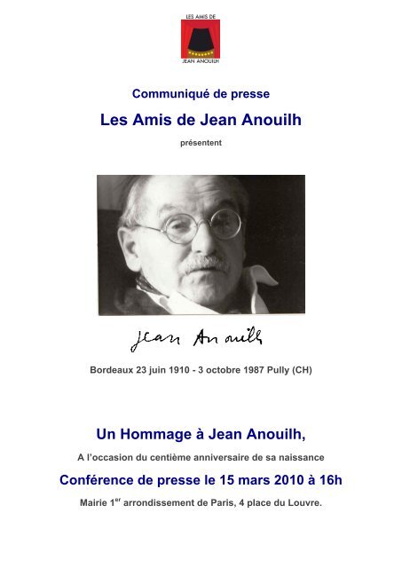 10- « Les Amis de Jean Anouilh - Espace Datapresse