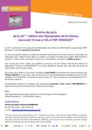 Remise des prix de la 29ème édition des Olympiades de la Chimie ...