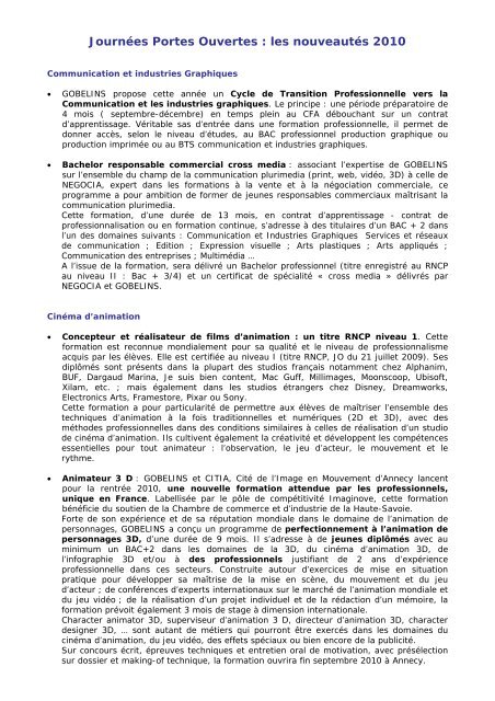 Communiqué de presse Agenda – mars 2010 Journées Portes ...