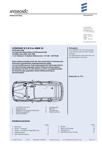 HYDRONIC B 5 W S Im BMW X3 - Espar