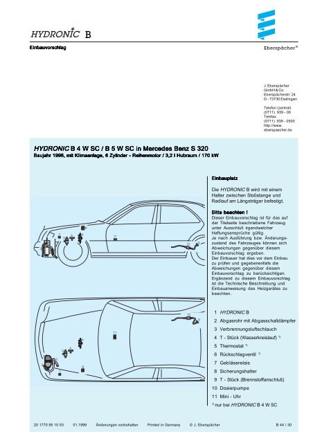 HYDRONIC HYDRONIC B 4 W SC / B 5 W SC in Mercedes ... - Espar