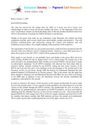 Welcome Letter - European Society for Pigment Cell Research