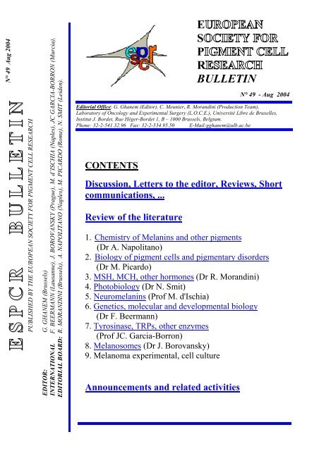 Espcrbulletin European Society For Pigment Cell Research