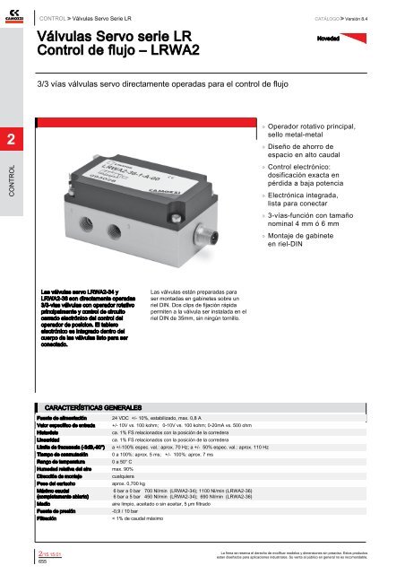 2 Válvulas Servo serie LR Control de flujo – LRWA2