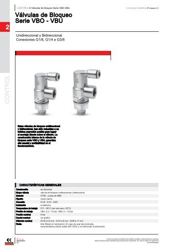 CONTROL 2 Válvulas de Bloqueo Serie VBO - VBU
