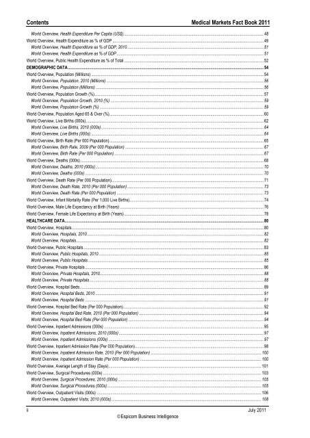 The World Medical Markets Fact Book 2011 - Espicom