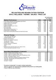spa & wellness price list - Hotel Esplanade