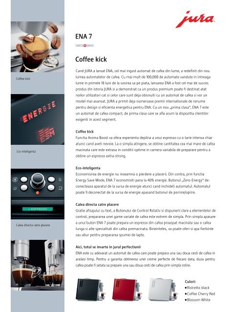 Manual prezentare Expresor Jura ENA 7 - Cafea