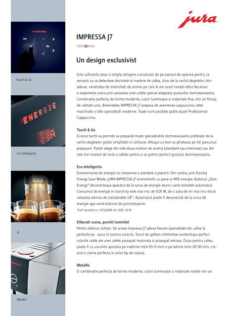 Manual prezentare Expresor Jura Impressa J7 - Cafea