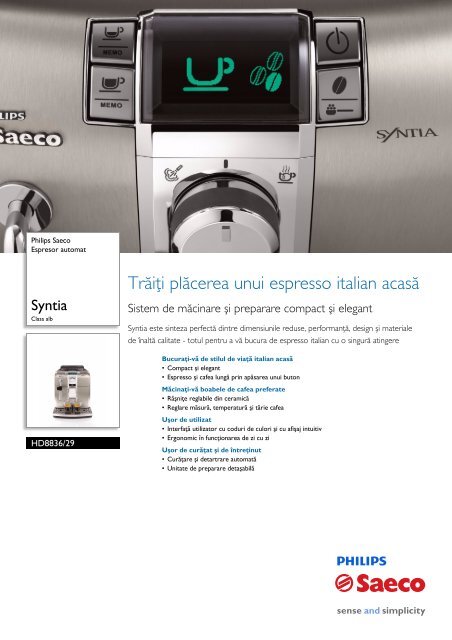 Manual prezentare Expresor Philips Saeco Syntia HD8836 29 Cafea