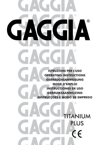 Manual tehnic expresoare Gaggia Titanium Plus