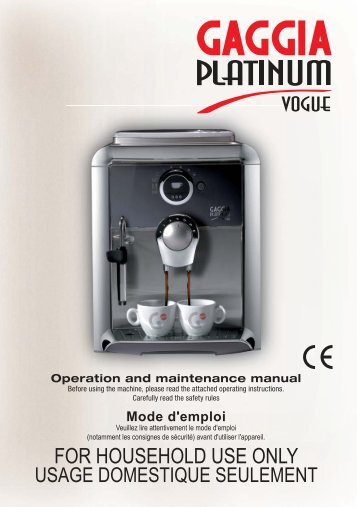 Manual tehnic expresoare Gaggia Platinum Vogue - Cafea