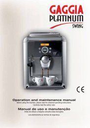 Manual tehnic expresoare Gaggia Platinum Swing UP - Cafea