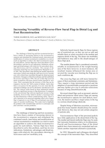 Increasing Versatility of Reverse-Flow Sural Flap in Distal ... - ESPRS