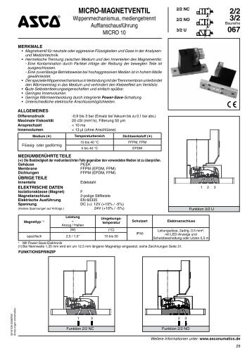 MICRO-MAGNETVENTIL 2/2 3/2 067 - ASCO Numatics