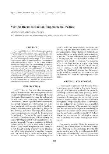 Vertical Breast Reduction: Superomedial Pedicle - ESPRS