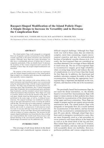 Racquet-Shaped Modification of the Island Pedicle Flaps ... - ESPRS