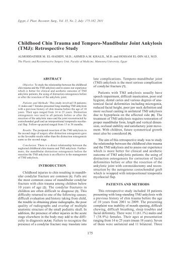 Childhood Chin Trauma and Temporo-Mandibular Joint ... - ESPRS