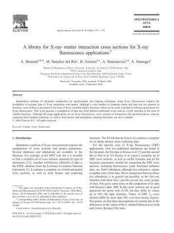 A library for X-ray–matter interaction cross sections for X-ray ... - ESRF