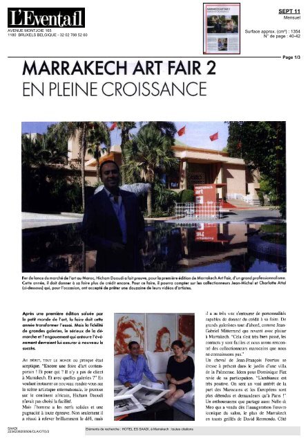 MARRAKECH ART PAIR 2 EN PLEINE CROISSANCE - Es Saadi