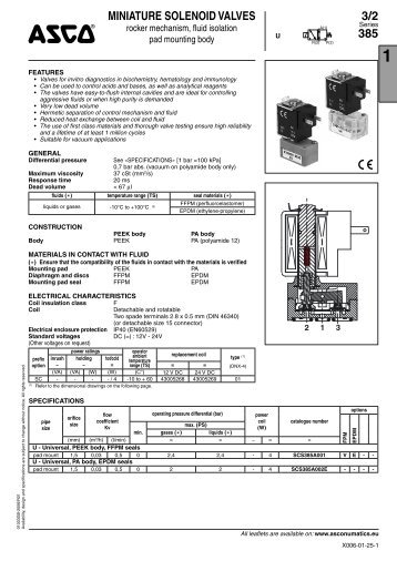 MINIATURE SOLENOID VALVES 3/2 385 - ASCO Numatics