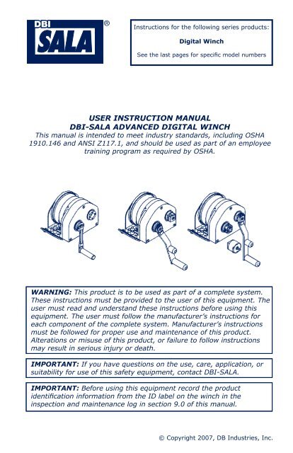 User Instruction Manual Dbi Sala Advanced Digital Capital Safety
