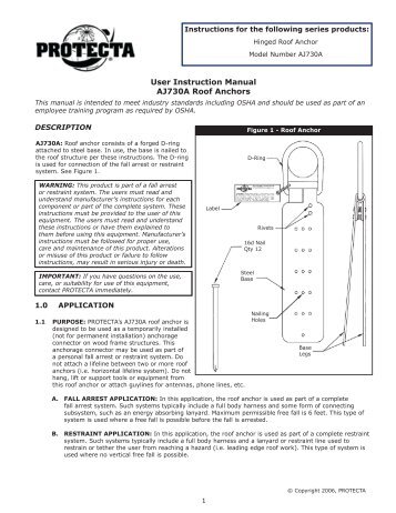 User Instruction Manual AJ730A Roof Anchors - Essential Safety