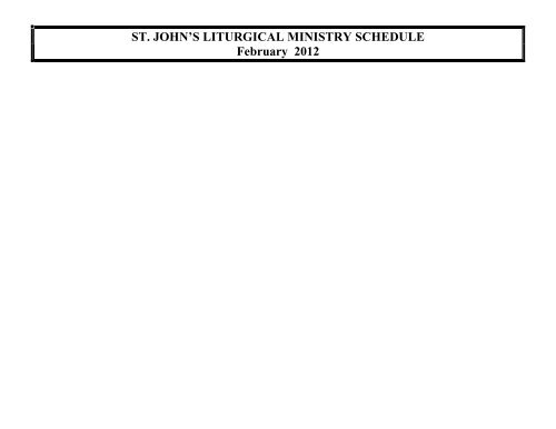 ST. JOHN'S LITURGICAL MINISTRY SCHEDULE March 2012