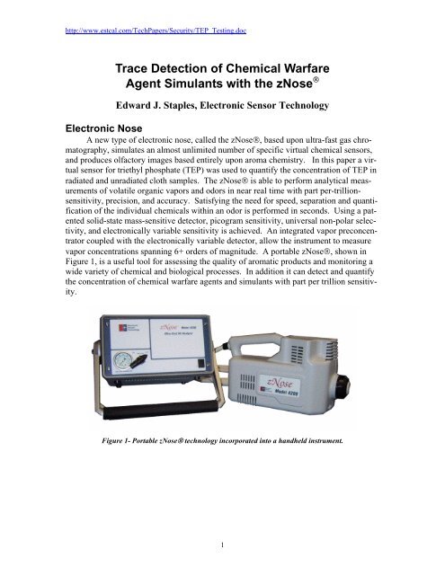 Detecting energetic materials with the zNose - Electronic Sensor ...