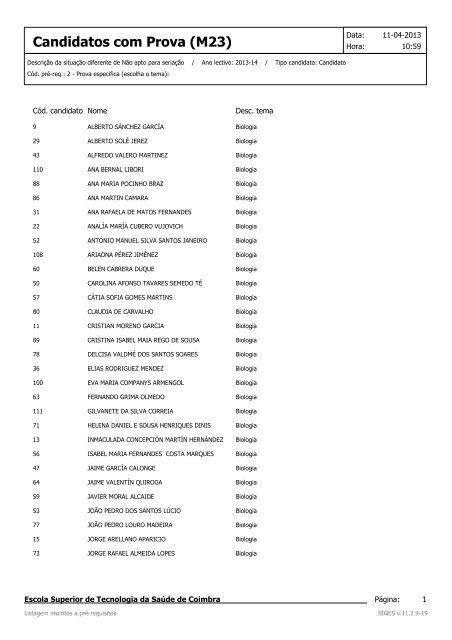Candidatos com Prova (M23) - Escola Superior de Tecnologia da ...