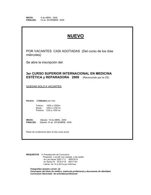 2do CURSO SUPERIOR INTERNACIONAL EN ... - Estheticnet