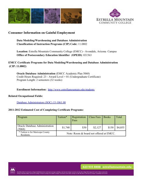 Data Modeling/Warehousing and Database Administration - Estrella ...