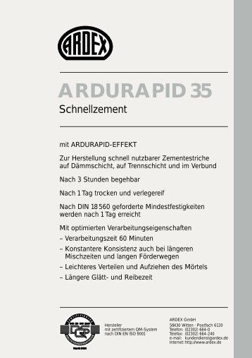 Ardurapid 35 Schnellzement - AUER Estrichverlegung GmbH