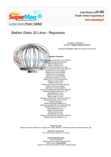 Batidor Globo 20 Litros - Repuestos - Estufas de Patio