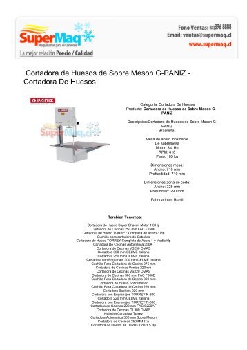 Cortadora de Huesos de Sobre Meson G-PANIZ ... - Estufas de Patio