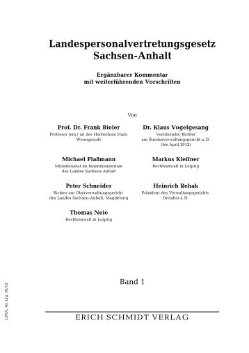 Landespersonalvertretungsgesetz Sachsen-Anhalt - Erich Schmidt ...