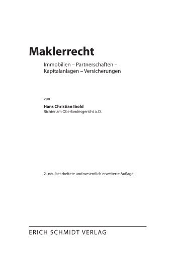 Inhaltsverzeichnis Maklerrecht - Erich Schmidt Verlag