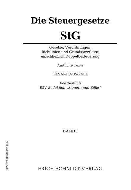 Inhaltsverzeichnis Die Steuergesetze - Erich Schmidt Verlag