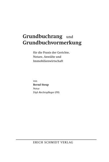 Grundbuchrang und Grundbuchvormerkung - Buchhandel.de