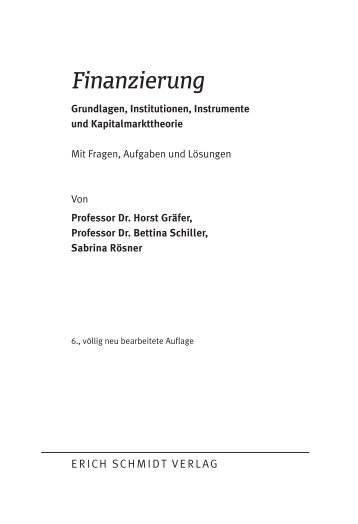Inhaltsverzeichnis Finanzierung - Erich Schmidt Verlag