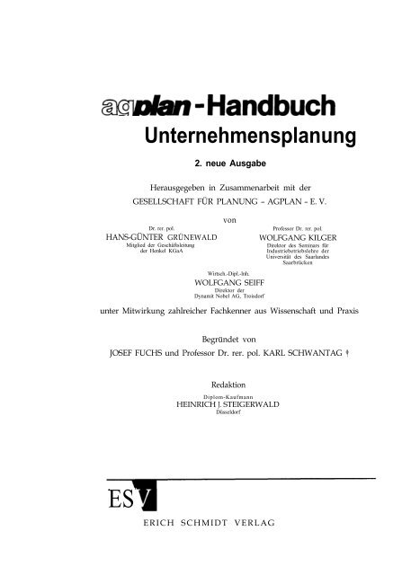 AGPLAN-Handbuch zur Unternehmensplanung - Erich Schmidt Verlag