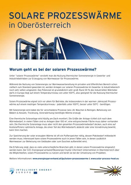 Solare Prozesswärme in Oberösterreich - OÖ Energiesparverband